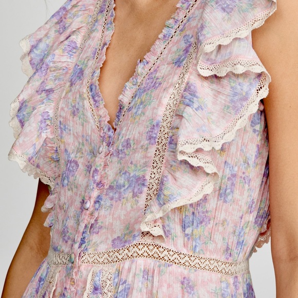 Like New LoveShackFancy India Mini Dress in Pink Garden size small - Picture 2 of 7